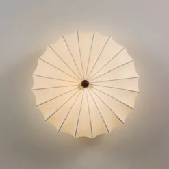 Round White Silk Scalloped Cage Ceiling Light