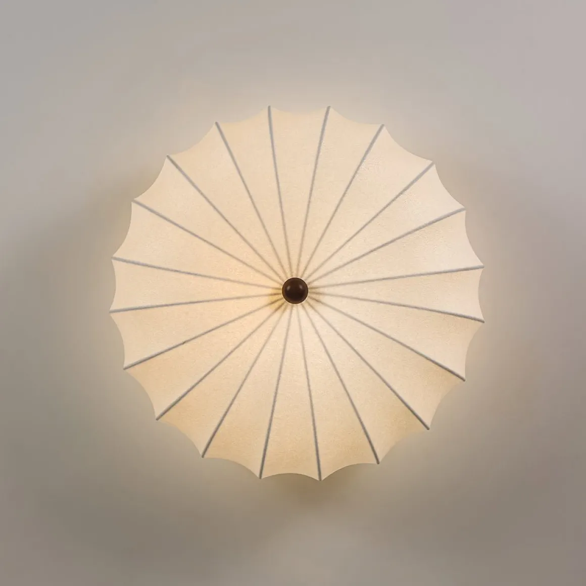 Round White Silk Scalloped Cage Ceiling Light