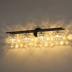Rubik Cube Style Faceted Crystal Shade Vanity Wall Sconce