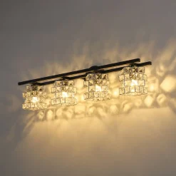 Rubik Cube Style Faceted Crystal Shade Vanity Wall Sconce