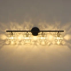 Rubik Cube Style Faceted Crystal Shade Vanity Wall Sconce