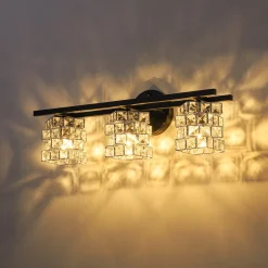 Rubik Cube Style Faceted Crystal Shade Vanity Wall Sconce