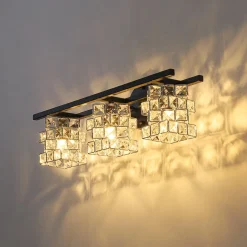 Rubik Cube Style Faceted Crystal Shade Vanity Wall Sconce
