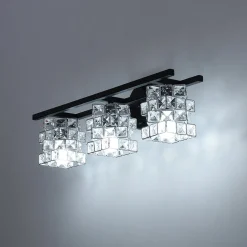 Rubik Cube Style Faceted Crystal Shade Vanity Wall Sconce