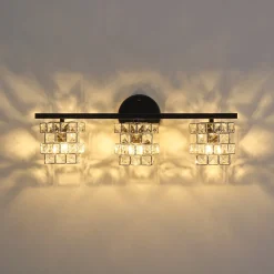 Rubik Cube Style Faceted Crystal Shade Vanity Wall Sconce