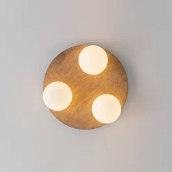 Rural Frosted Glass Globe Wooden Round Semi Flush Mount