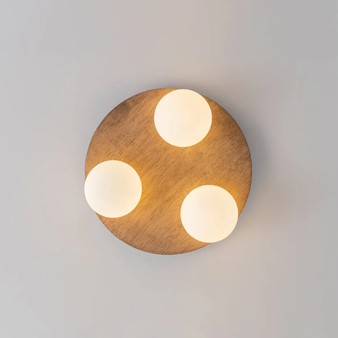 Rural Frosted Glass Globe Wooden Round Semi Flush Mount