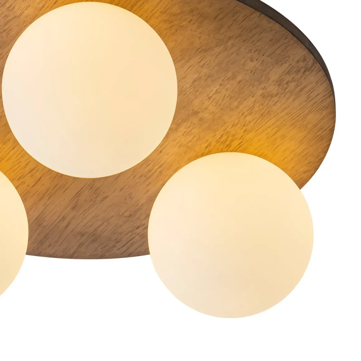 Rural Frosted Glass Globe Wooden Round Semi Flush Mount