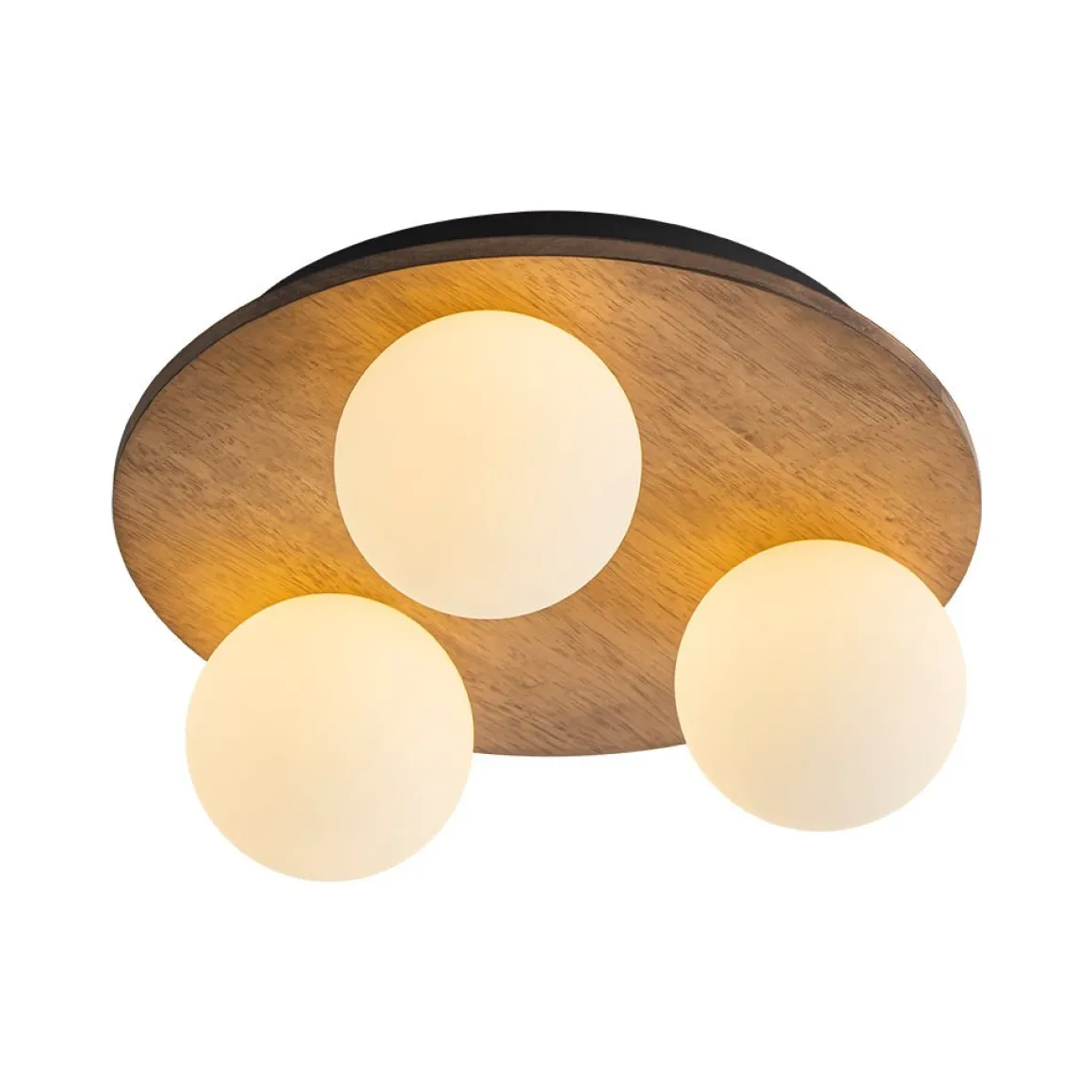 Rural Frosted Glass Globe Wooden Round Semi Flush Mount
