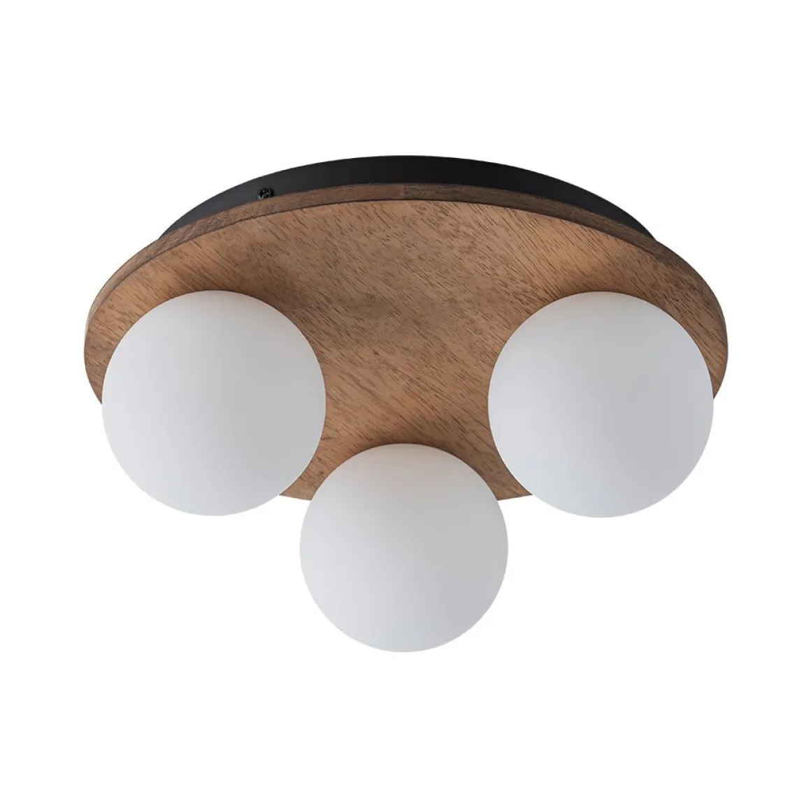 Rural Frosted Glass Globe Wooden Round Semi Flush Mount