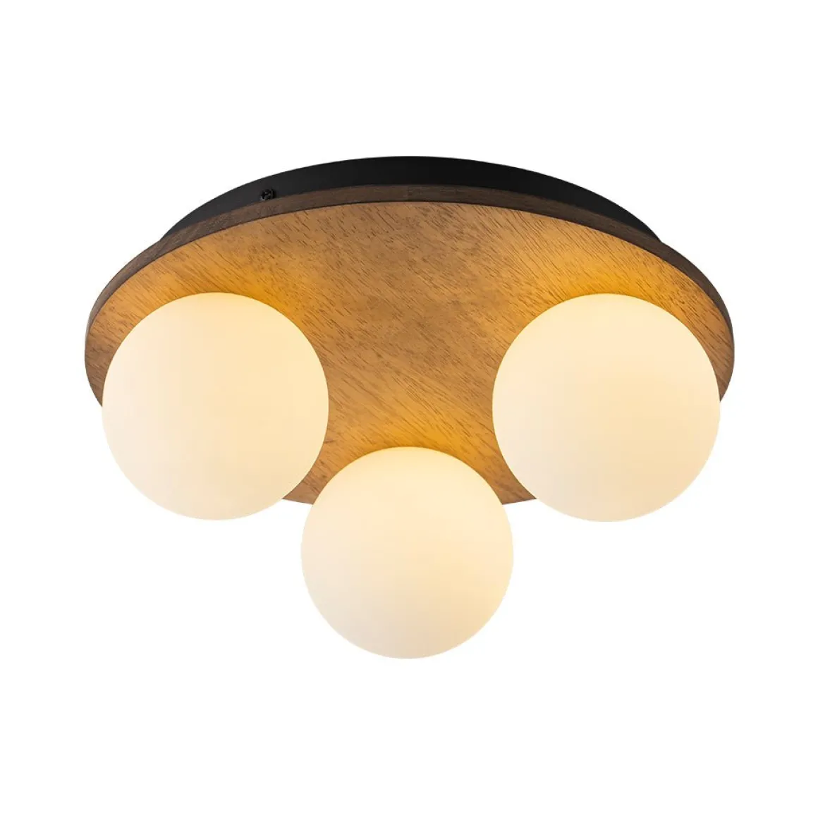 Rural Frosted Glass Globe Wooden Round Semi Flush Mount