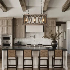 Rustic Aged Wooden Rectangle Box Kitchen Island Pendant