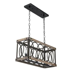 Rustic Aged Wooden Rectangle Box Kitchen Island Pendant
