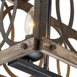 Rustic Aged Wooden Rectangle Box Kitchen Island Pendant