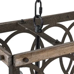 Rustic Aged Wooden Rectangle Box Kitchen Island Pendant