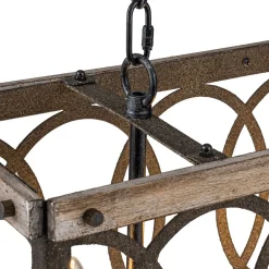 Rustic Aged Wooden Rectangle Box Kitchen Island Pendant