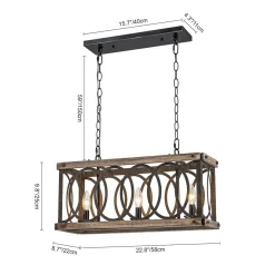 Rustic Aged Wooden Rectangle Box Kitchen Island Pendant