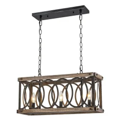 Rustic Aged Wooden Rectangle Box Kitchen Island Pendant