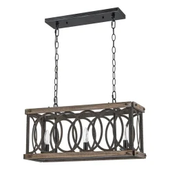 Rustic Aged Wooden Rectangle Box Kitchen Island Pendant
