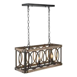 Rustic Aged Wooden Rectangle Box Kitchen Island Pendant