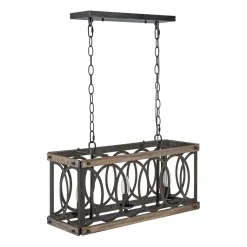 Rustic Aged Wooden Rectangle Box Kitchen Island Pendant