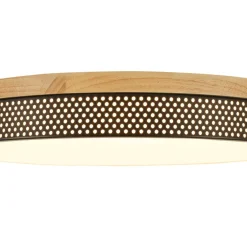 Rustic Black Mesh Wooden Dimmable LED Round Ceiling Light