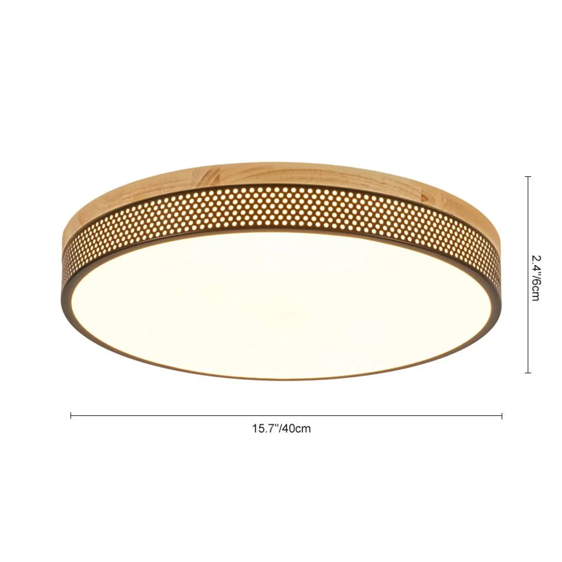 Rustic Black Mesh Wooden Dimmable LED Round Ceiling Light