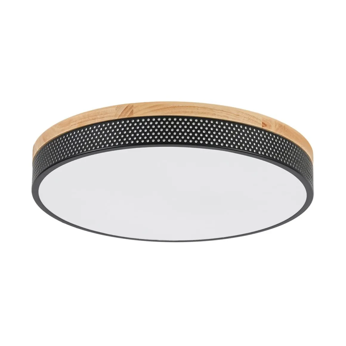 Rustic Black Mesh Wooden Dimmable LED Round Ceiling Light