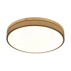 Rustic Black Mesh Wooden Dimmable LED Round Ceiling Light