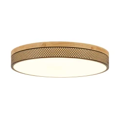 Rustic Black Mesh Wooden Dimmable LED Round Ceiling Light