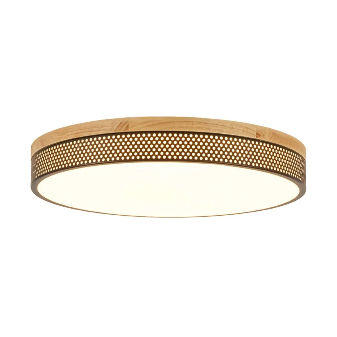 Rustic Black Mesh Wooden Dimmable LED Round Ceiling Light