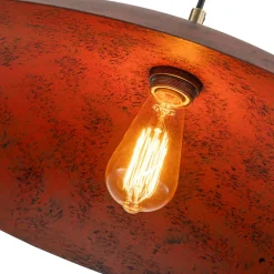 Rustic Brown 1-Light Oversized Flat Dome Pendant Light