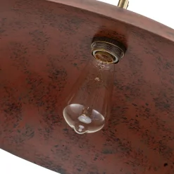 Rustic Brown 1-Light Oversized Flat Dome Pendant Light