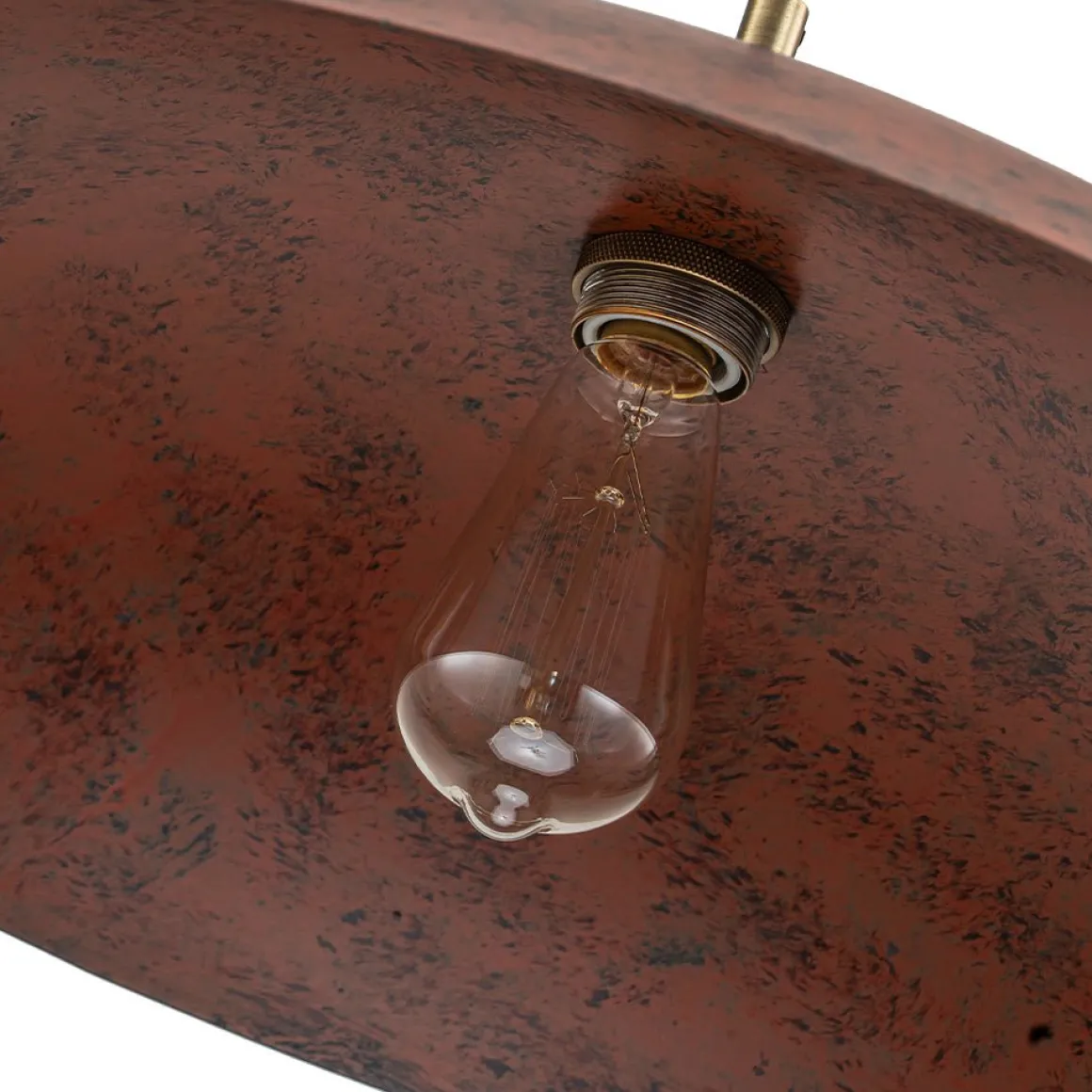 Rustic Brown 1-Light Oversized Flat Dome Pendant Light