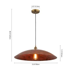Rustic Brown 1-Light Oversized Flat Dome Pendant Light
