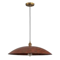 Rustic Brown 1-Light Oversized Flat Dome Pendant Light
