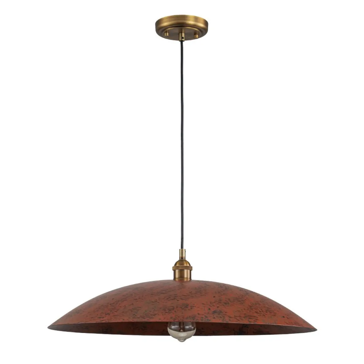 Rustic Brown 1-Light Oversized Flat Dome Pendant Light