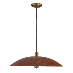 Rustic Brown 1-Light Oversized Flat Dome Pendant Light