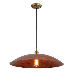 Rustic Brown 1-Light Oversized Flat Dome Pendant Light