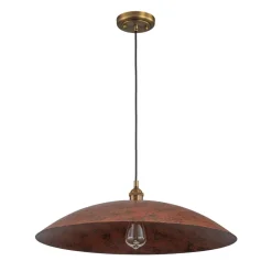 Rustic Brown 1-Light Oversized Flat Dome Pendant Light