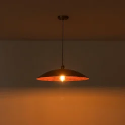 Rustic Brown 1-Light Oversized Flat Dome Pendant Light