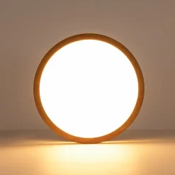 Rustic Dimmable LED Walnut Wooden Round Ceiling Light