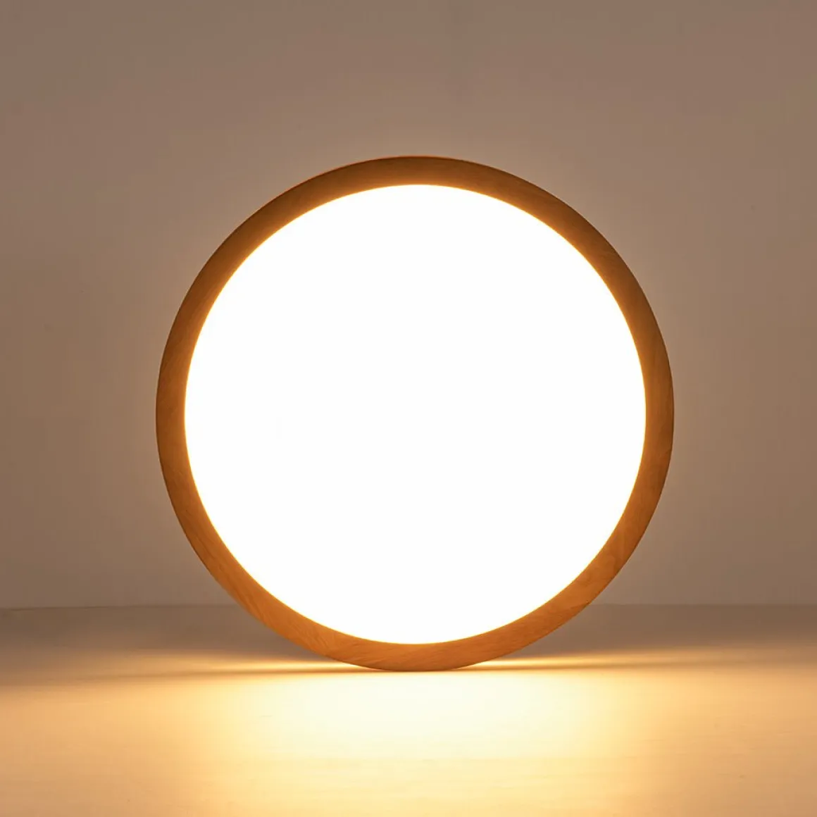 Rustic Dimmable LED Walnut Wooden Round Ceiling Light