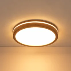 Rustic Dimmable LED Walnut Wooden Round Ceiling Light