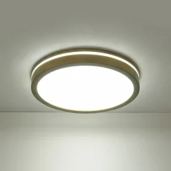 Rustic Dimmable LED Walnut Wooden Round Ceiling Light