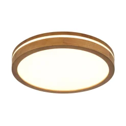 Rustic Dimmable LED Walnut Wooden Round Ceiling Light