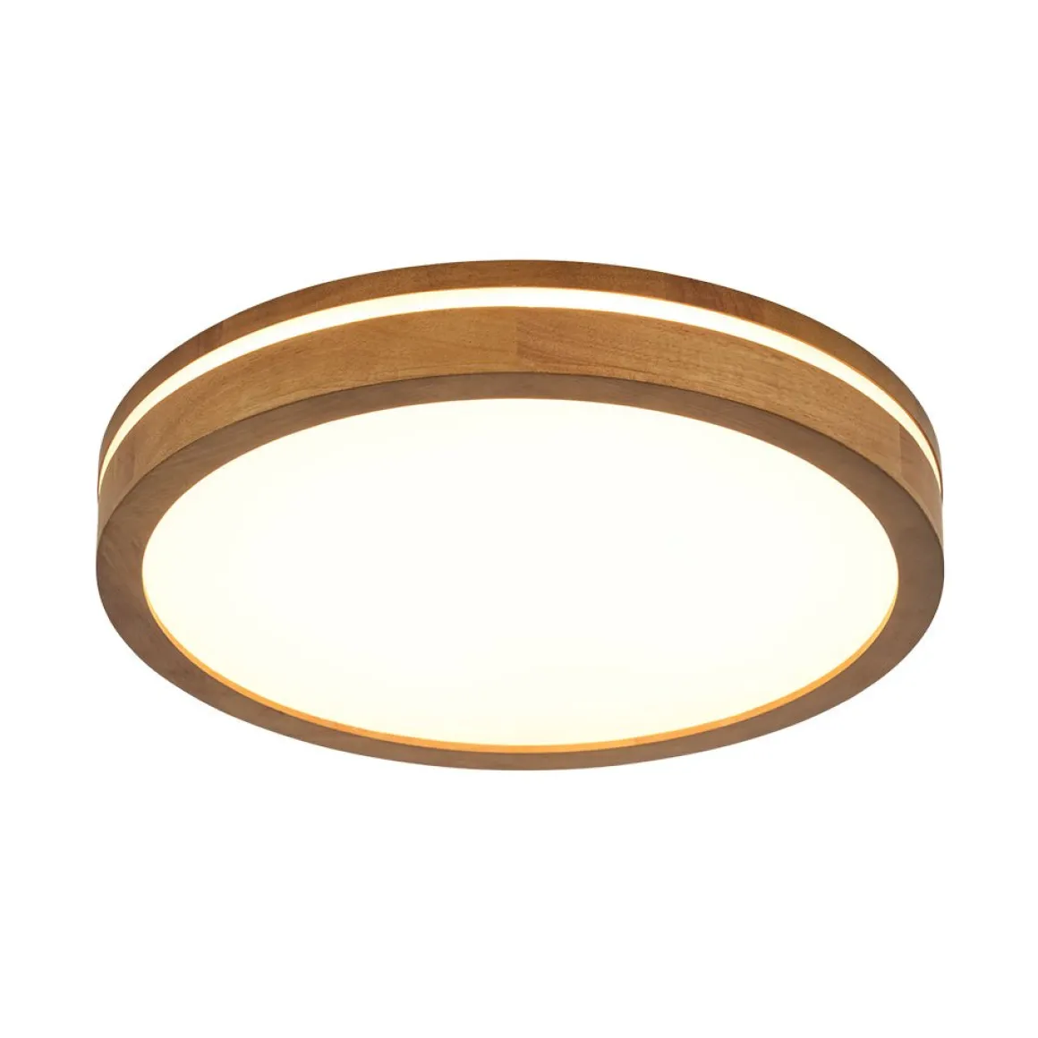 Rustic Dimmable LED Walnut Wooden Round Ceiling Light