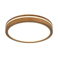 Rustic Dimmable LED Walnut Wooden Round Ceiling Light