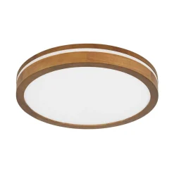 Rustic Dimmable LED Walnut Wooden Round Ceiling Light