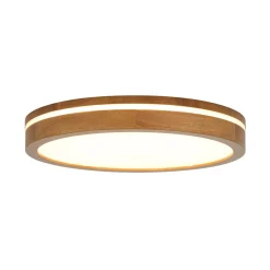 Rustic Dimmable LED Walnut Wooden Round Ceiling Light
